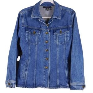Vintage Breeches Denim Jacket Button Front Womens Jean Jacket Classic Blue